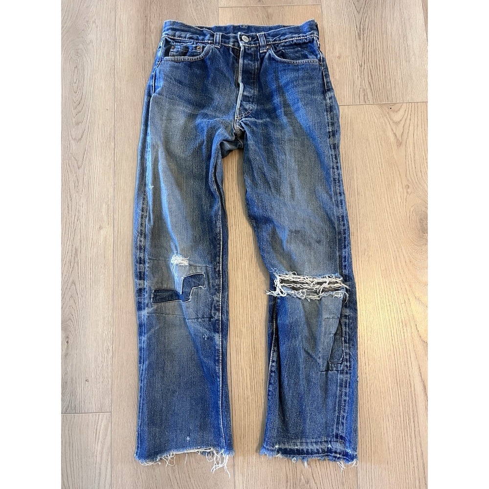 VINTAGE Levis Jeans 26x26  Big E Hidden Rivets Selvedge 50s V Stitch